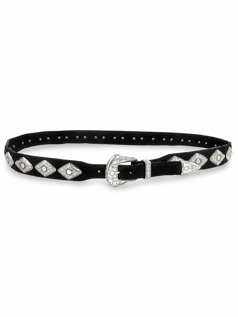J & M DAVIDSON Black Belt with Sterling Silver Accents
